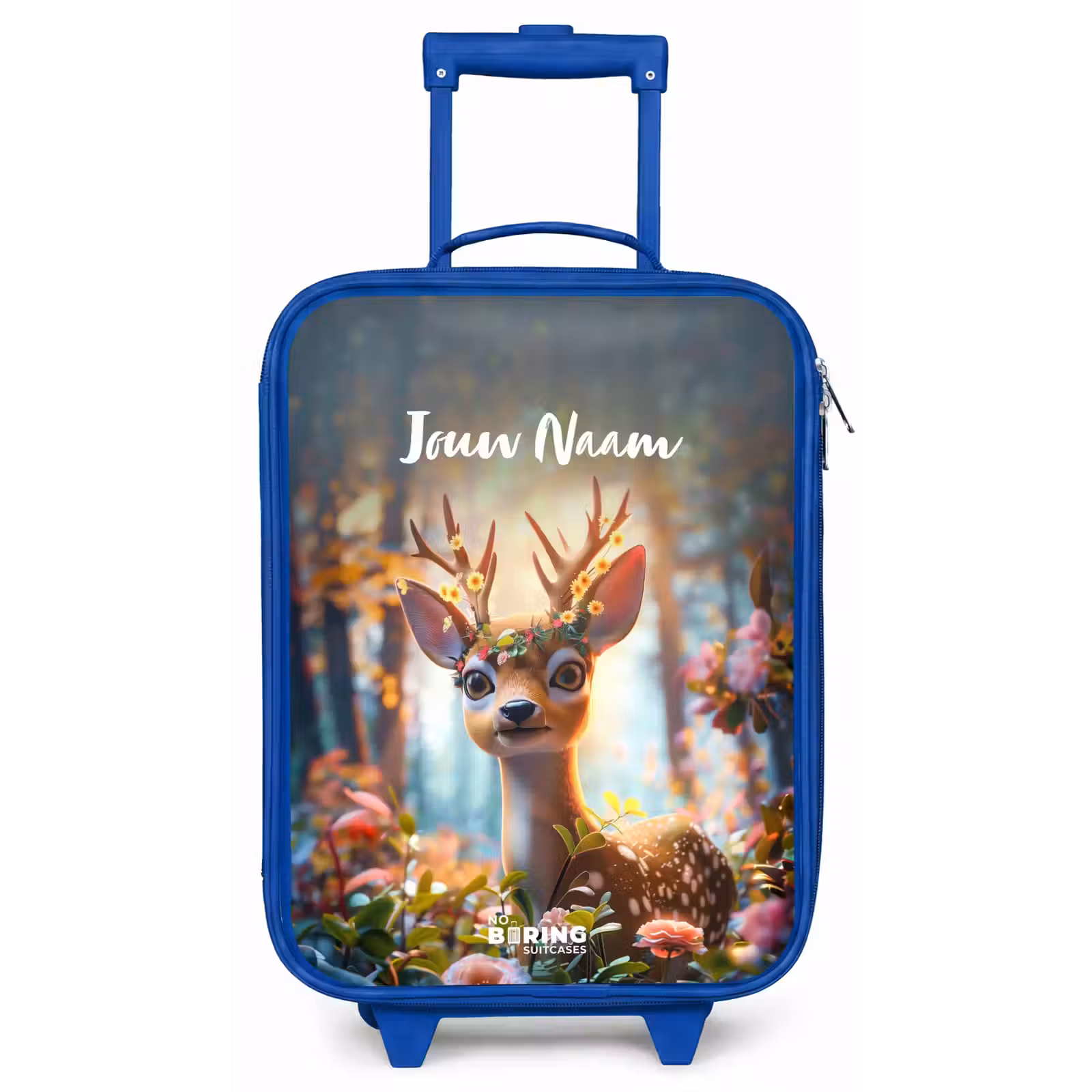 Kinderkoffer met naam - Blauw - Bo bloemengewei — 1