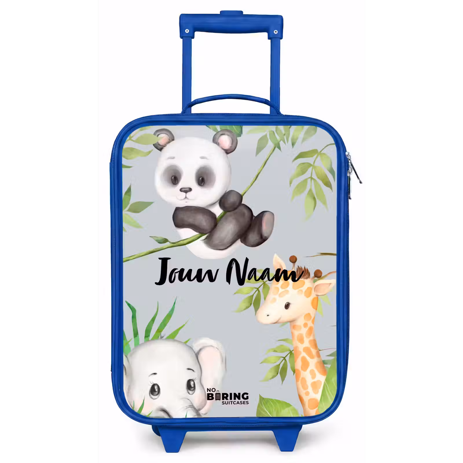 Kinderkoffer met naam - Blauw - Diertjes in de jungle — 1