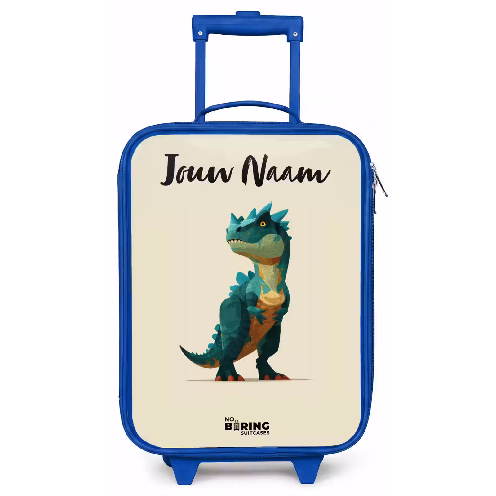 Kinderkoffer met naam - Blauw - Dino - Dier - Groen — 1