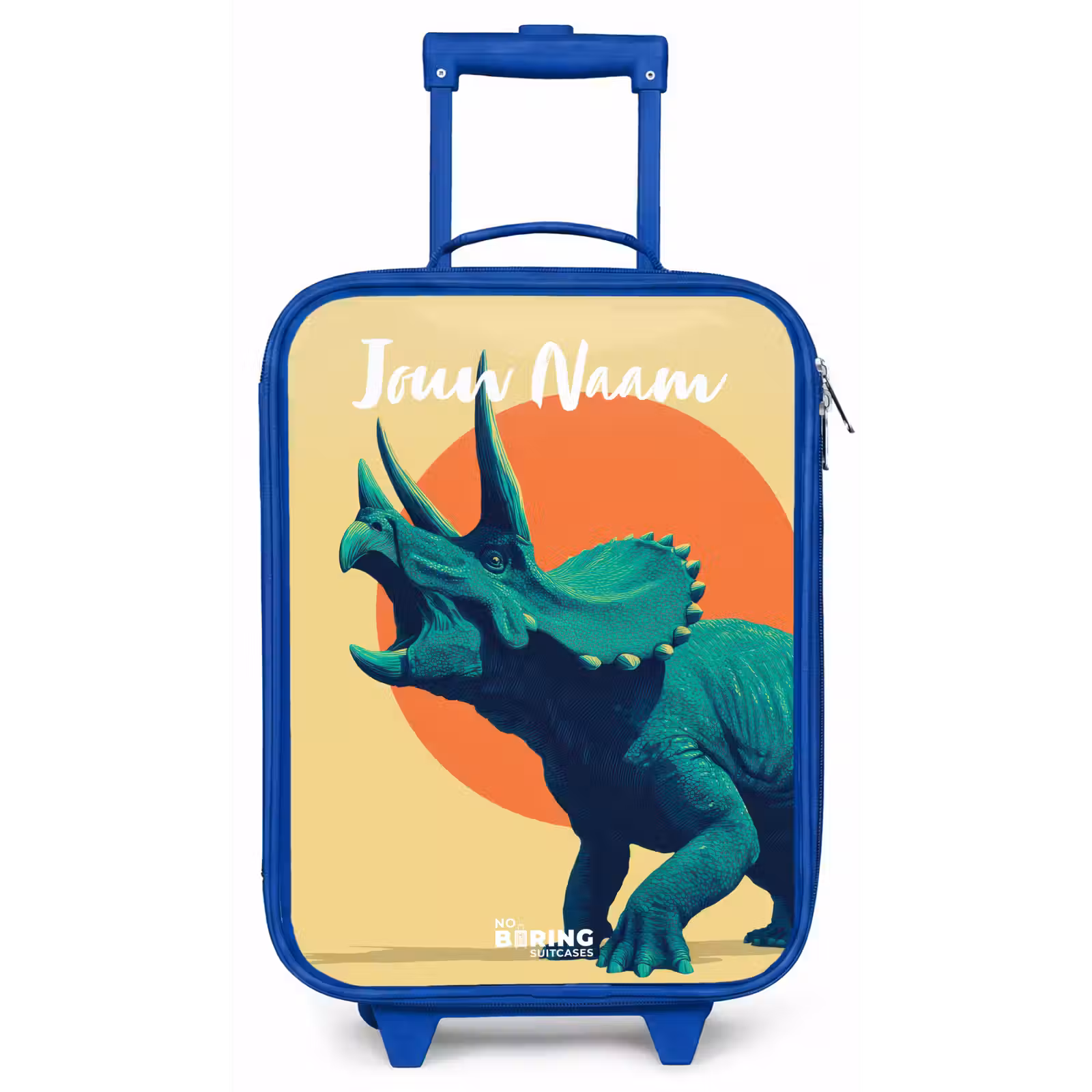 Kinderkoffer met naam - Blauw - Dino - Triceratops - Dier — 1