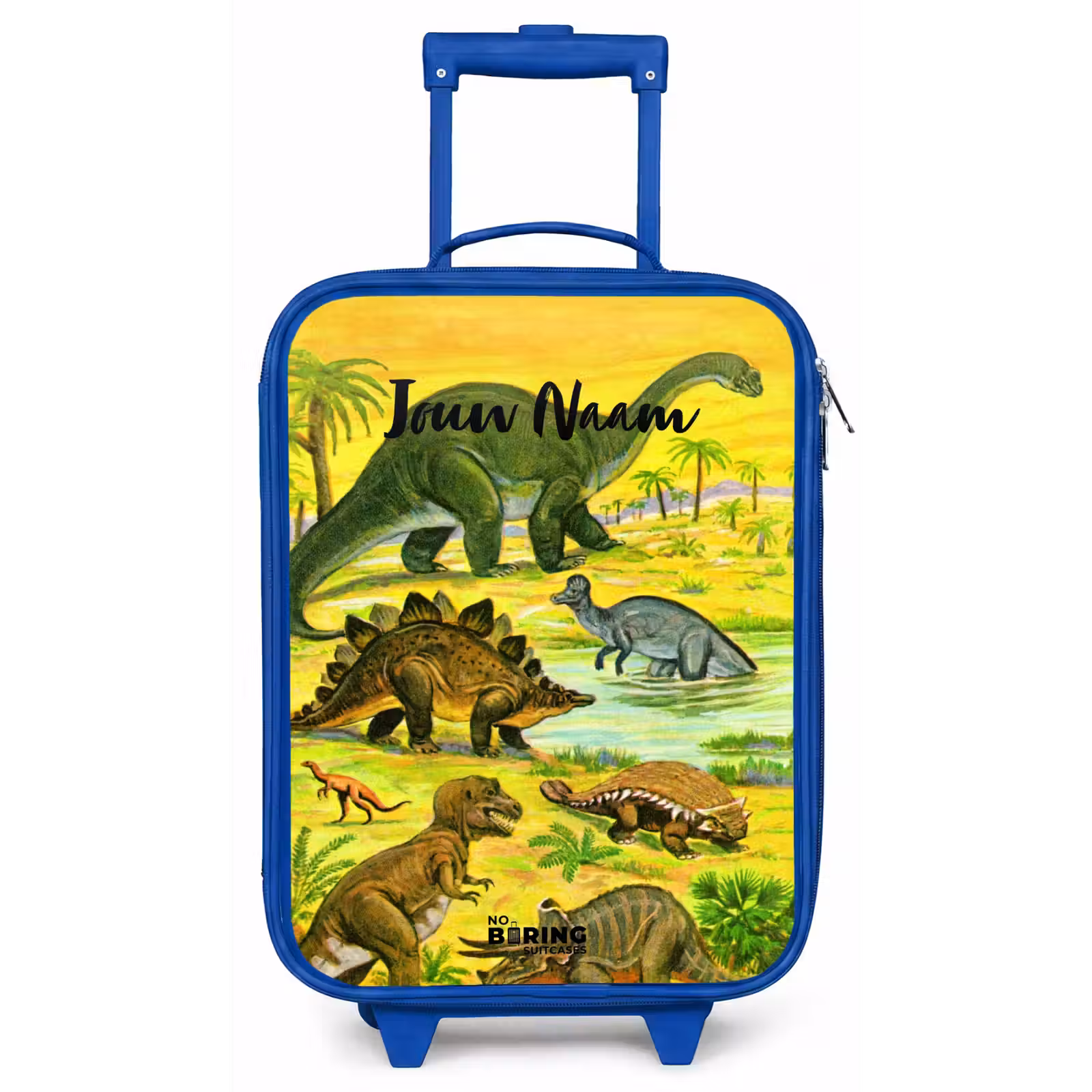 Kinderkoffer met naam - Blauw - Dinosaurus in Dinosaurusland — 1