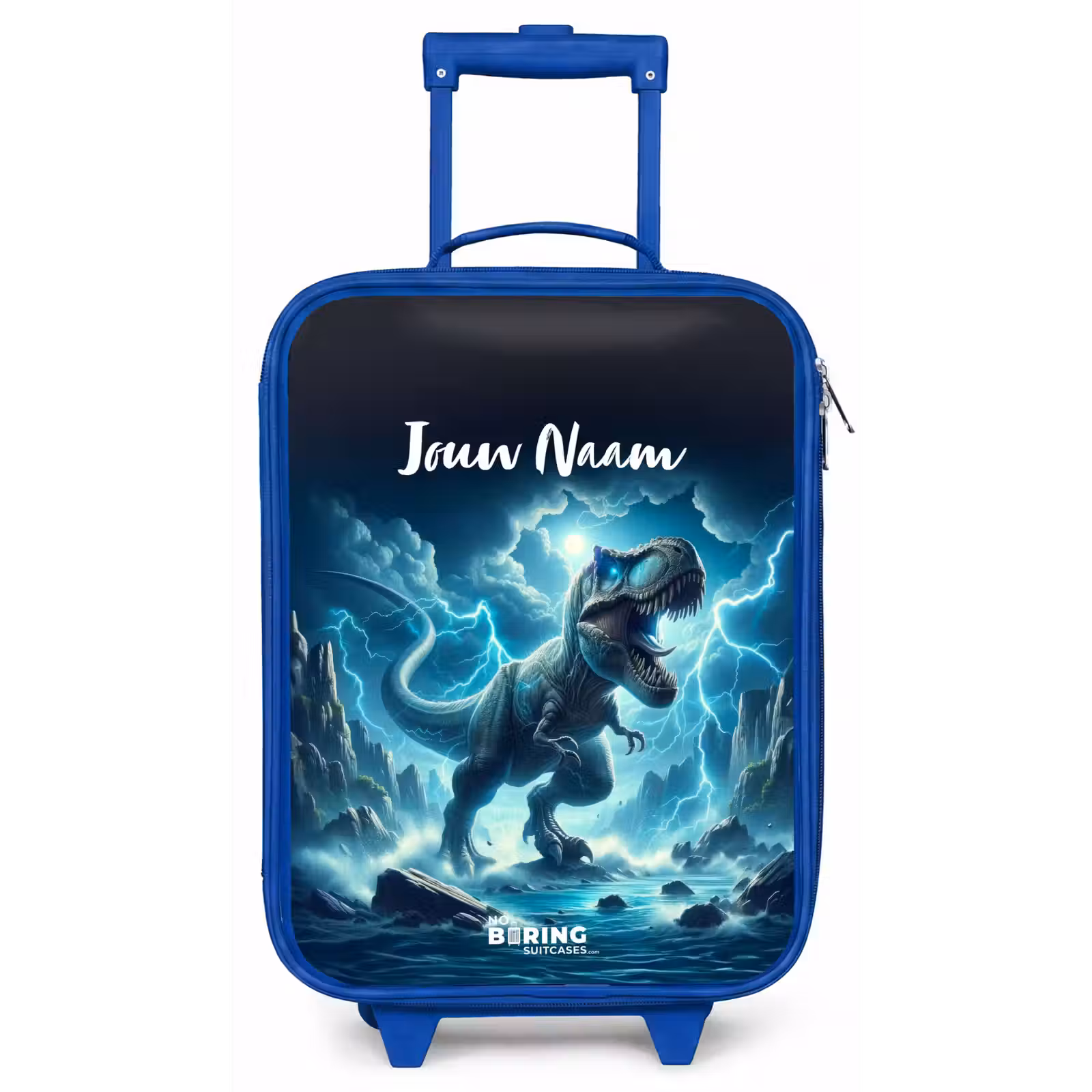 Kinderkoffer met naam - Blauw - Donderslagdino — 1