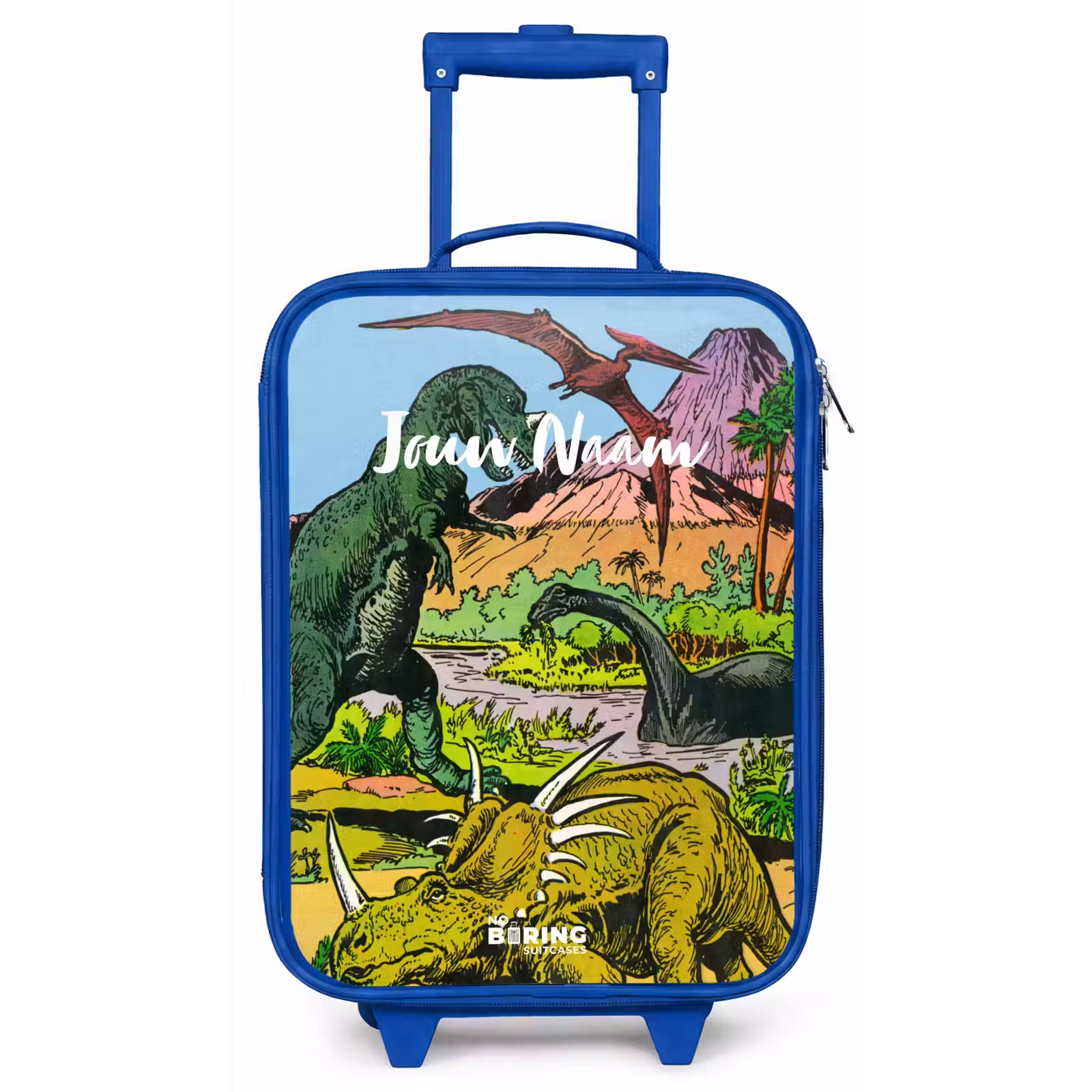 Kinderkoffer met naam - Blauw - Feest in Dinosaurusland — 1