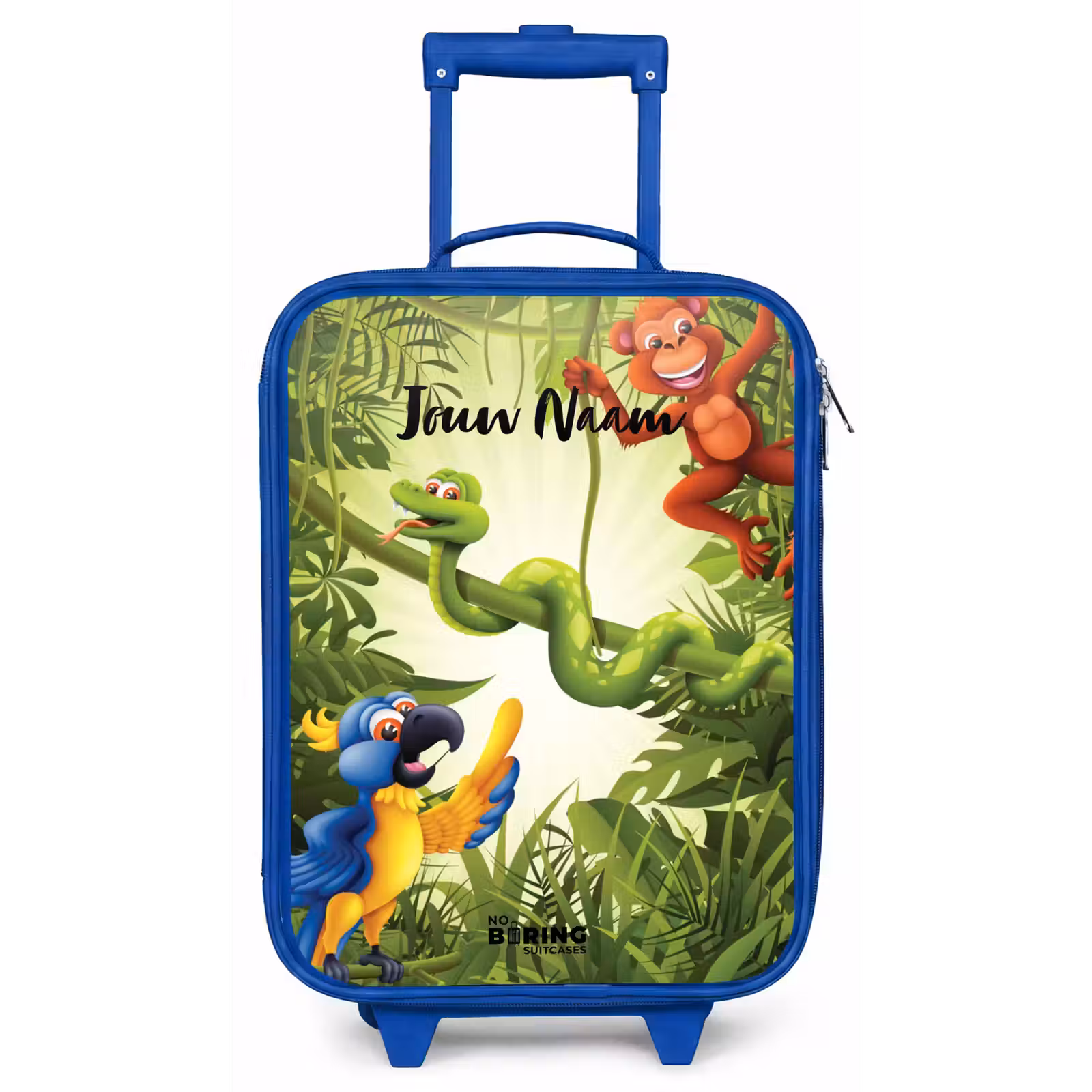Kinderkoffer met naam - Blauw - Jolige jungle — 1