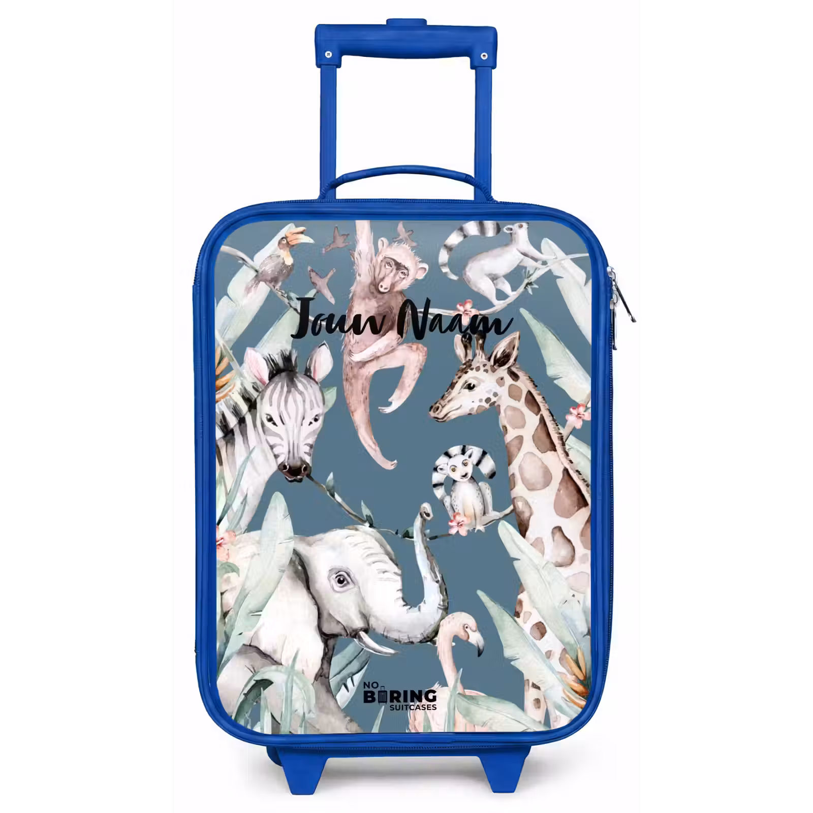 Kinderkoffer met naam - Blauw - Jungle Dierenfeest — 1