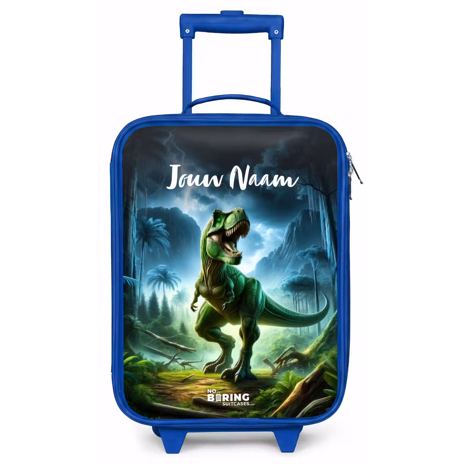 Kinderkoffer met naam - Blauw - Junglosaurus — 1