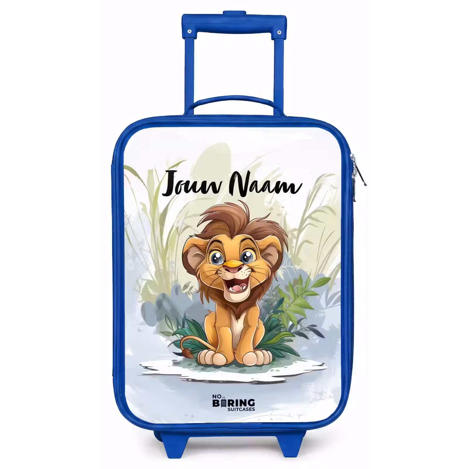 Kinderkoffer met naam - Blauw - Lenny leeuwtje — 1