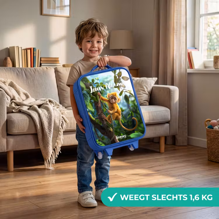 Kinderkoffer met naam - Blauw - Alex aapje — 2