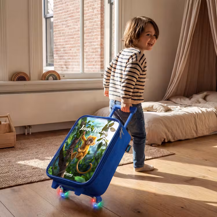 Kinderkoffer met naam - Blauw - Alex aapje — 3