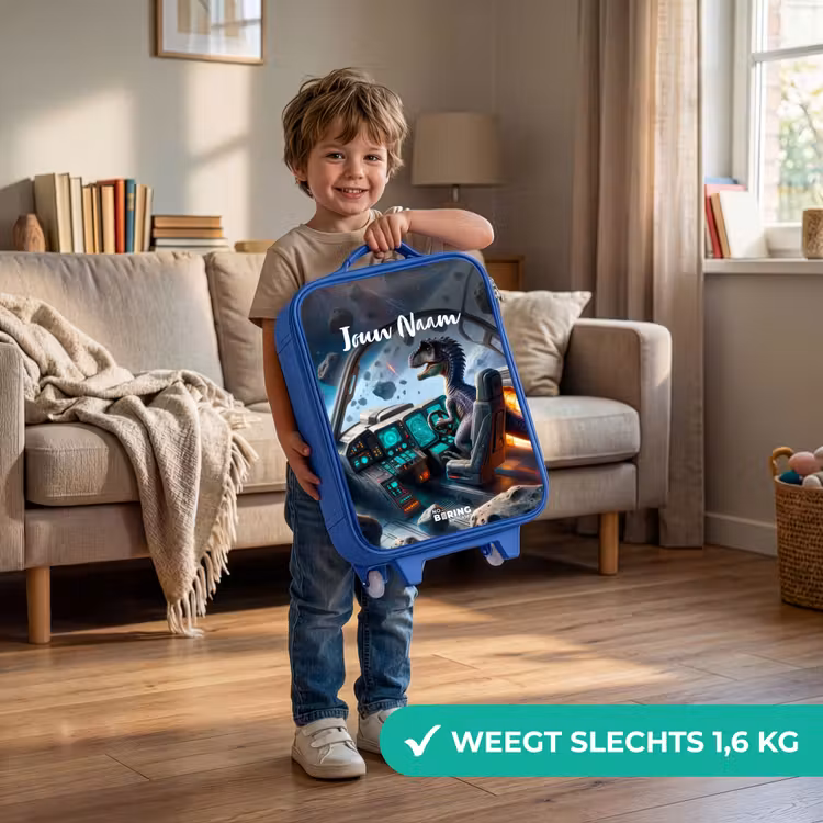 Kinderkoffer met naam - Blauw - Astrodino — 2