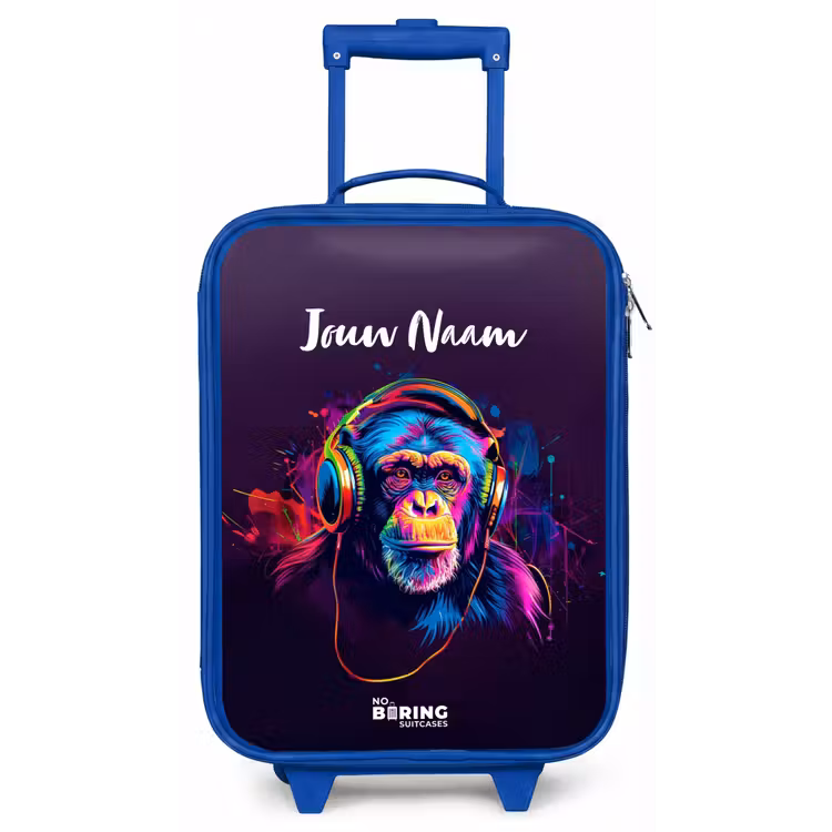 Kinderkoffer met naam - Blauw - Baviaan Beats — 1