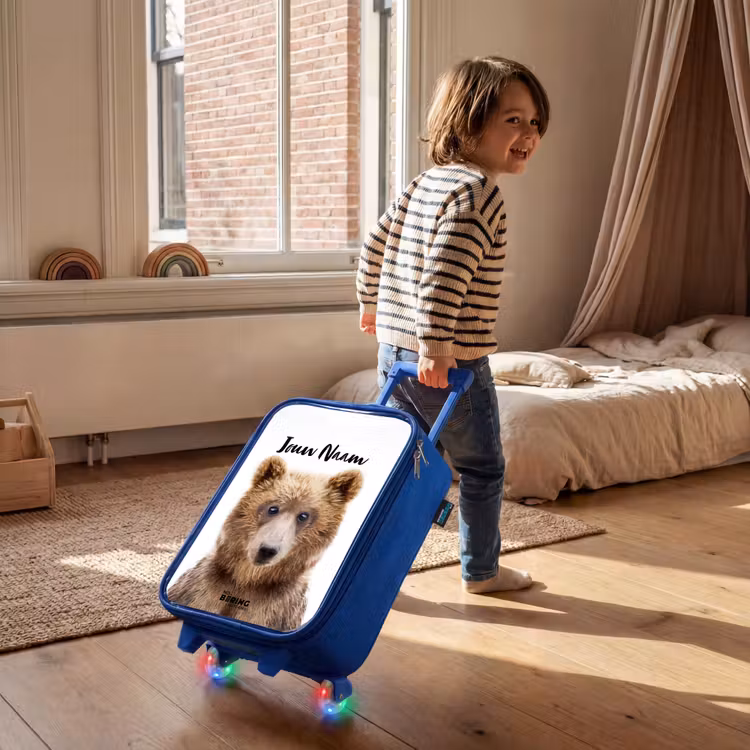 Kinderkoffer met naam - Blauw - Bennie Beer — 3