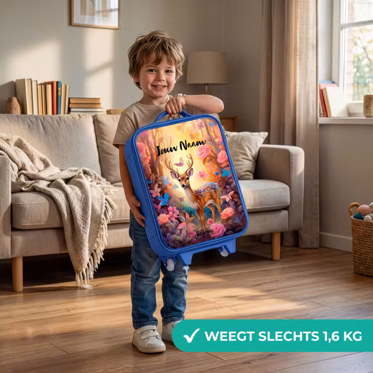 Kinderkoffer met naam - Blauw - Bloesem boshert — 2
