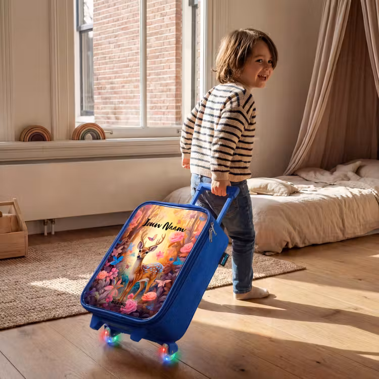 Kinderkoffer met naam - Blauw - Bloesem boshert — 3