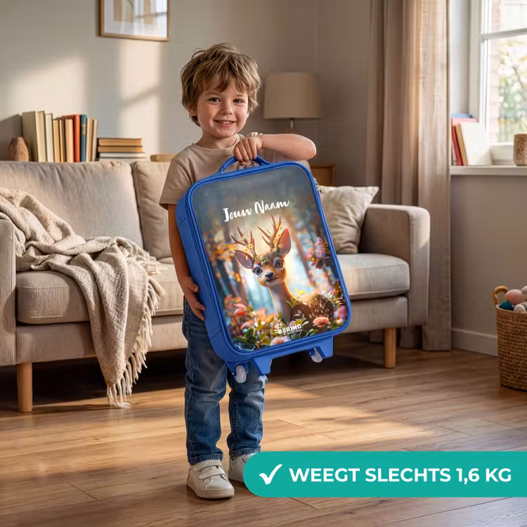 Kinderkoffer met naam - Blauw - Bo bloemengewei — 2