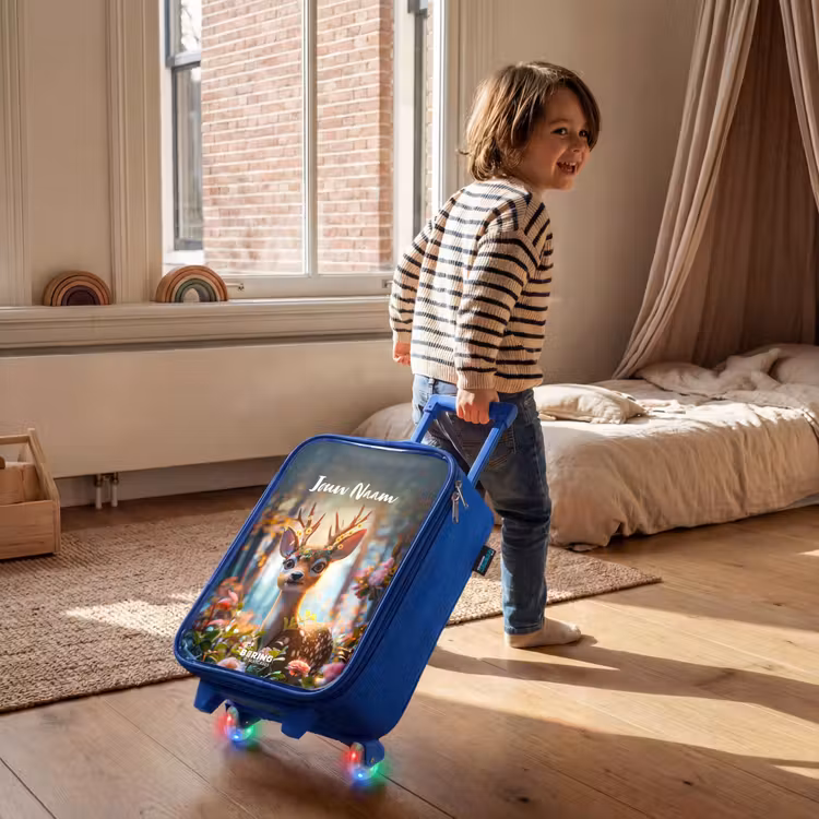 Kinderkoffer met naam - Blauw - Bo bloemengewei — 3
