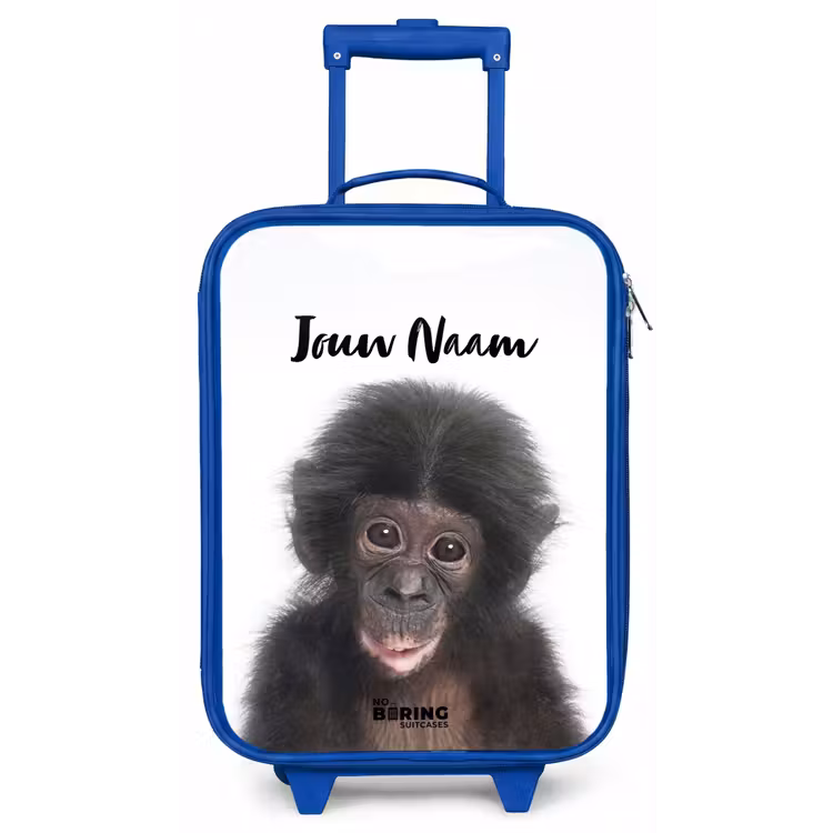 Kinderkoffer met naam - Blauw - Charlie Chimp — 1