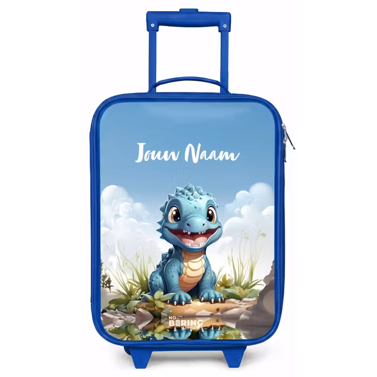 Kinderkoffer met naam - Blauw - Darius Dino — 1
