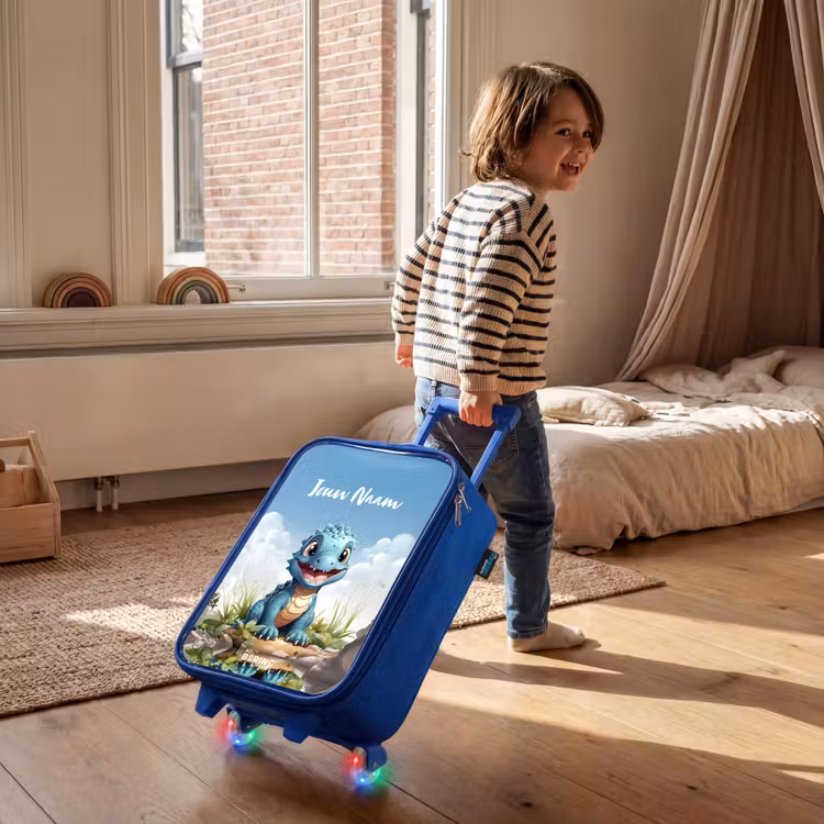 Kinderkoffer met naam - Blauw - Darius Dino — 3