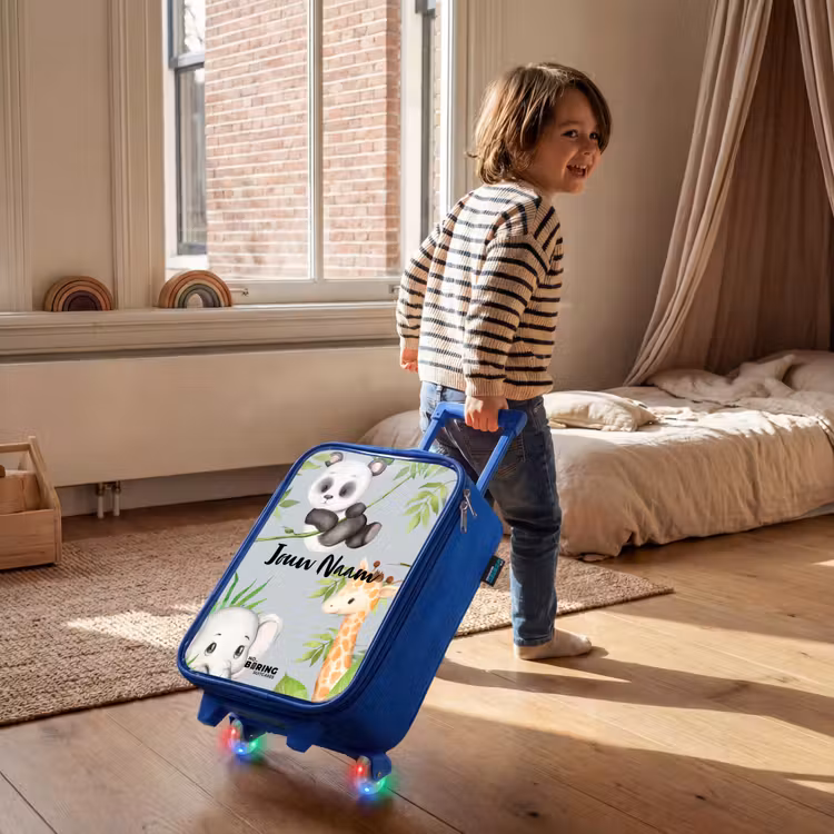 Kinderkoffer met naam - Blauw - Diertjes in de jungle — 3
