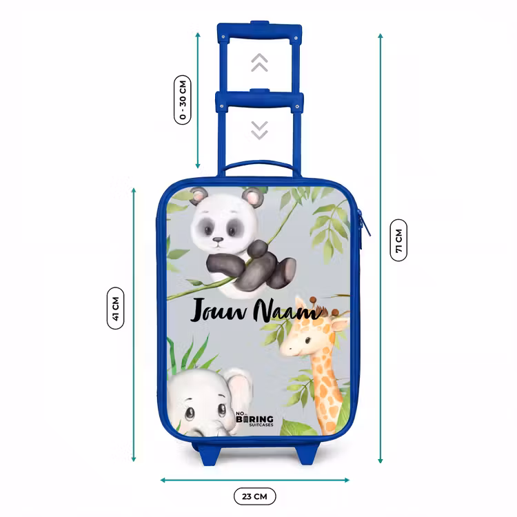 Kinderkoffer met naam - Blauw - Diertjes in de jungle — 6