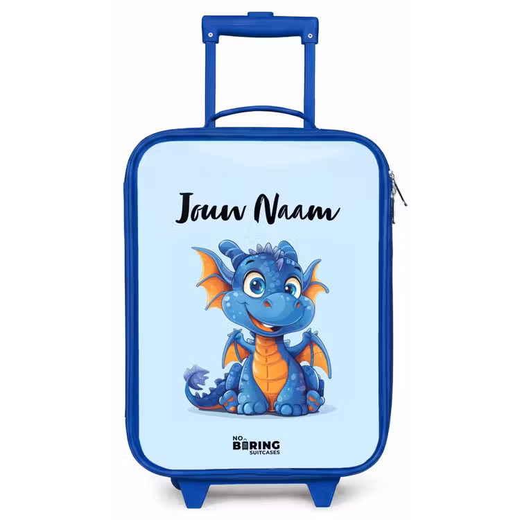 Kinderkoffer met naam - Blauw - Dinky draakje — 1