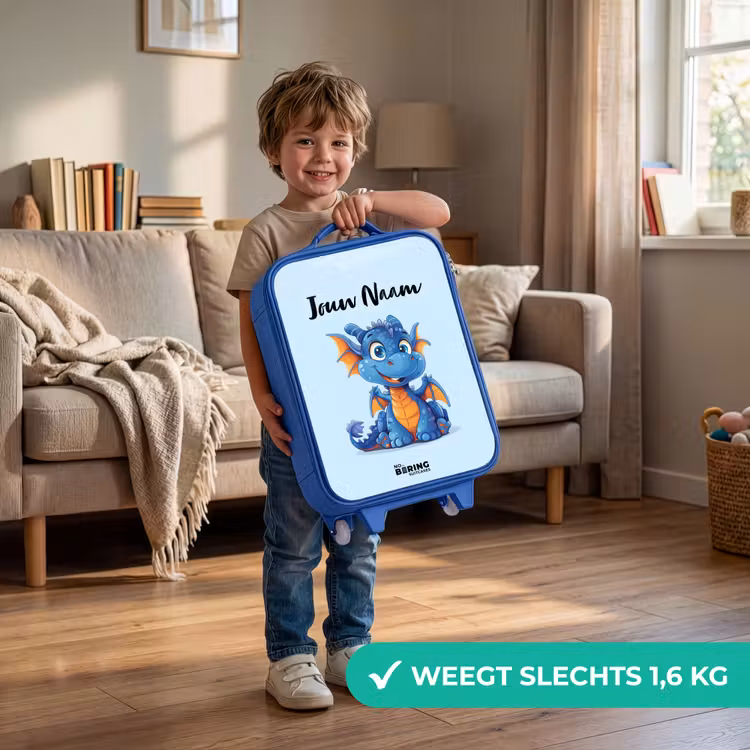 Kinderkoffer met naam - Blauw - Dinky draakje — 2