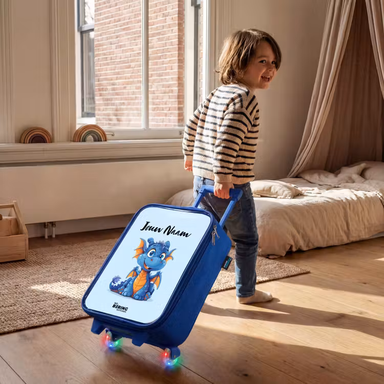 Kinderkoffer met naam - Blauw - Dinky draakje — 3