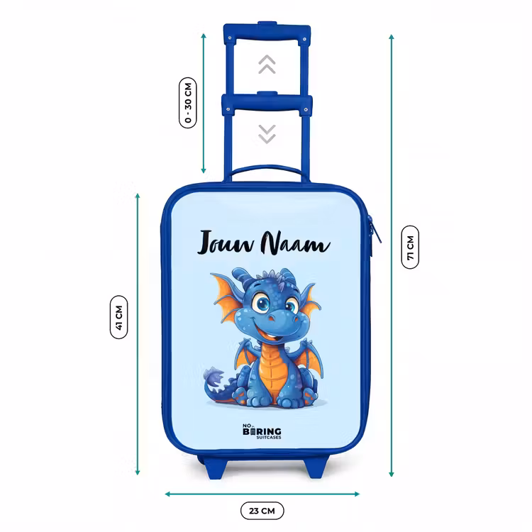 Kinderkoffer met naam - Blauw - Dinky draakje — 6