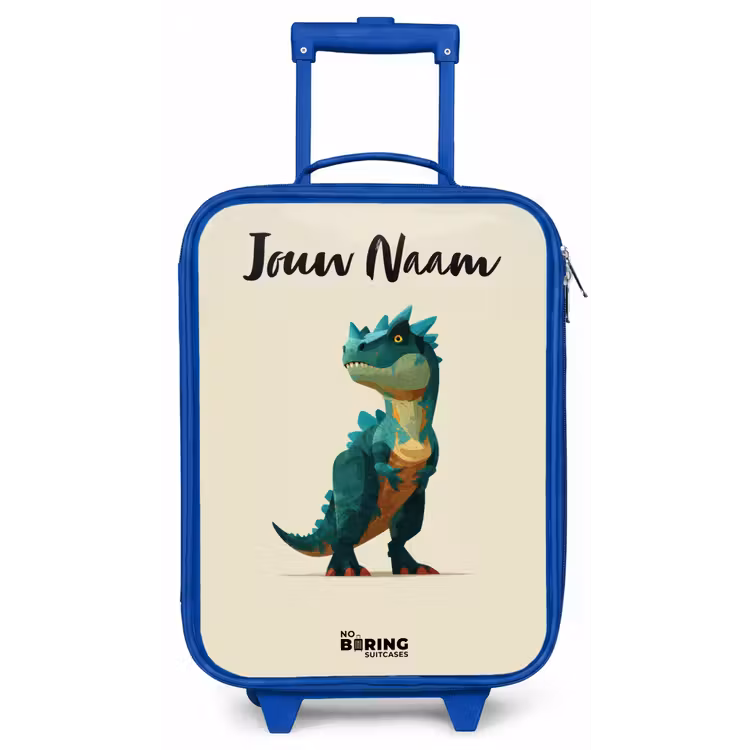 Kinderkoffer met naam - Blauw - Dino - Dier - Groen — 1