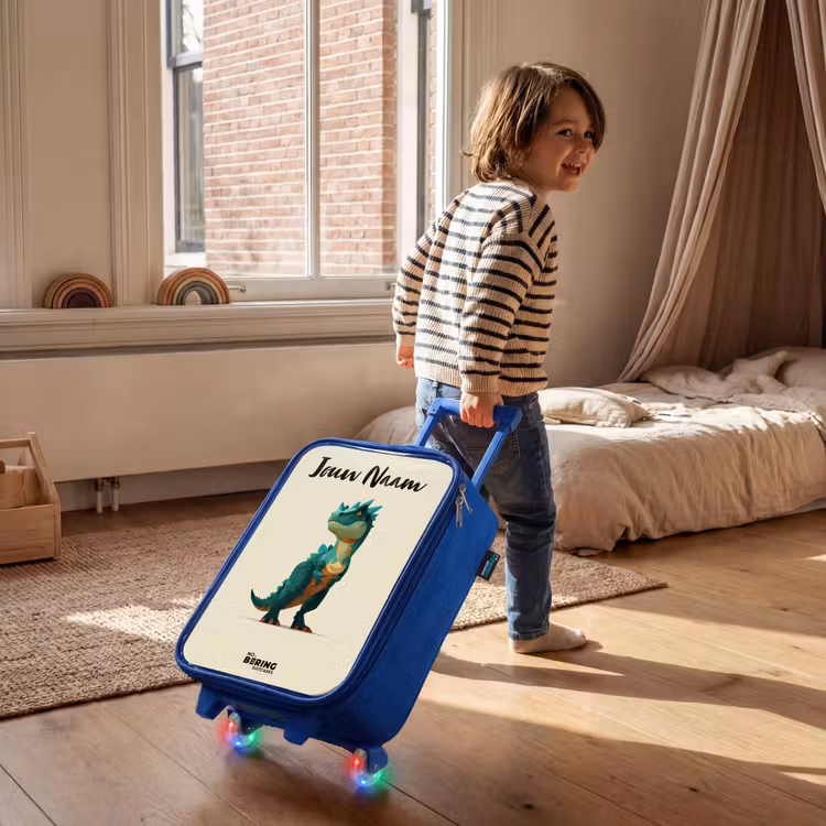 Kinderkoffer met naam - Blauw - Dino - Dier - Groen — 3