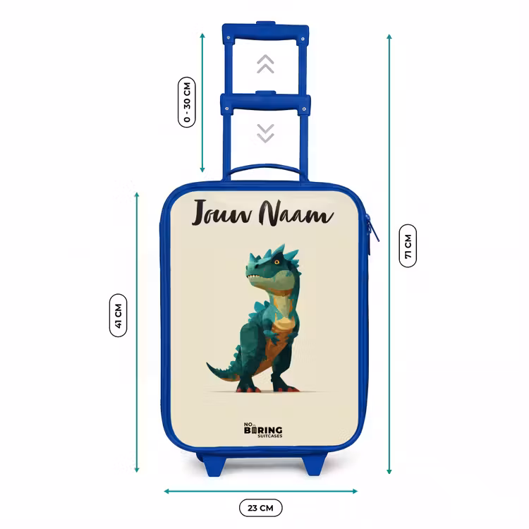 Kinderkoffer met naam - Blauw - Dino - Dier - Groen — 6