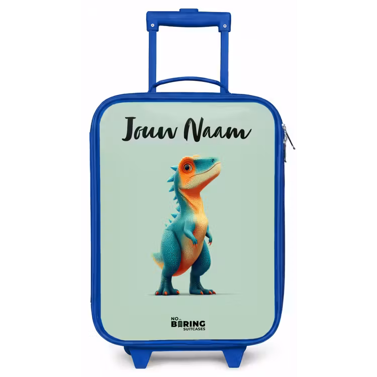 Kinderkoffer met naam - Blauw - Dino - Dier - Groen - Oranje — 1