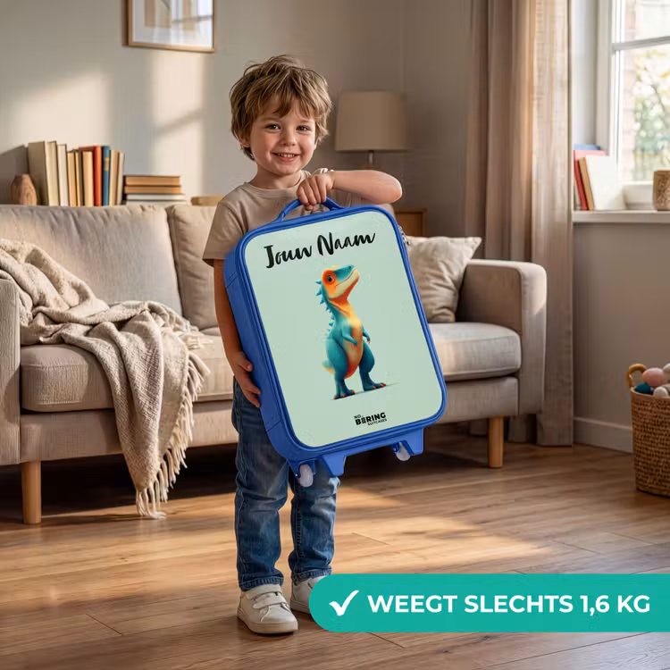 Kinderkoffer met naam - Blauw - Dino - Dier - Groen - Oranje — 2