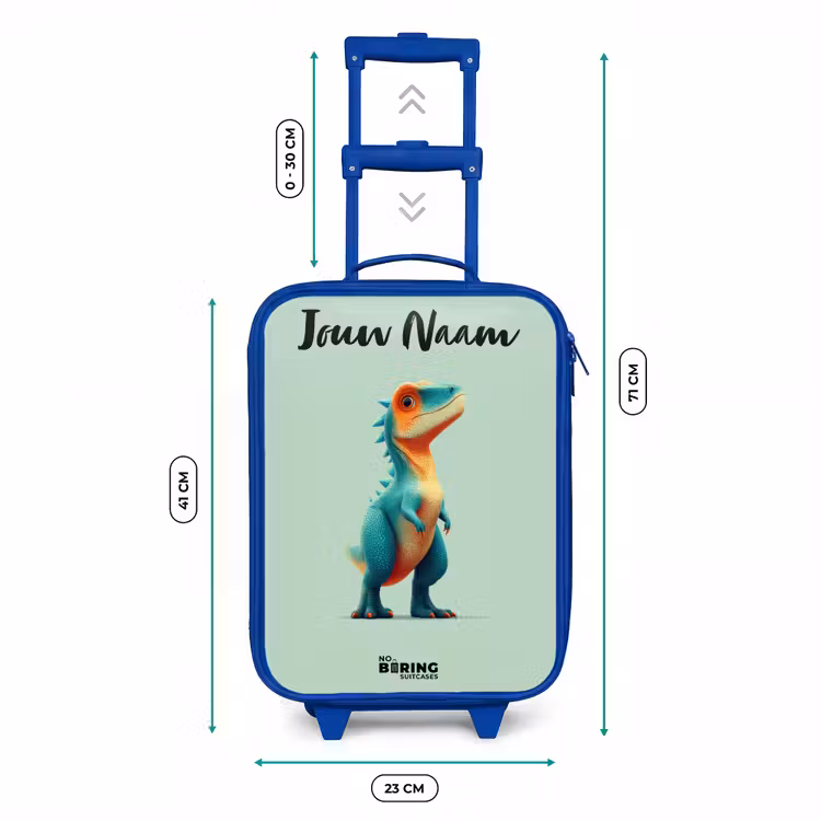 Kinderkoffer met naam - Blauw - Dino - Dier - Groen - Oranje — 6