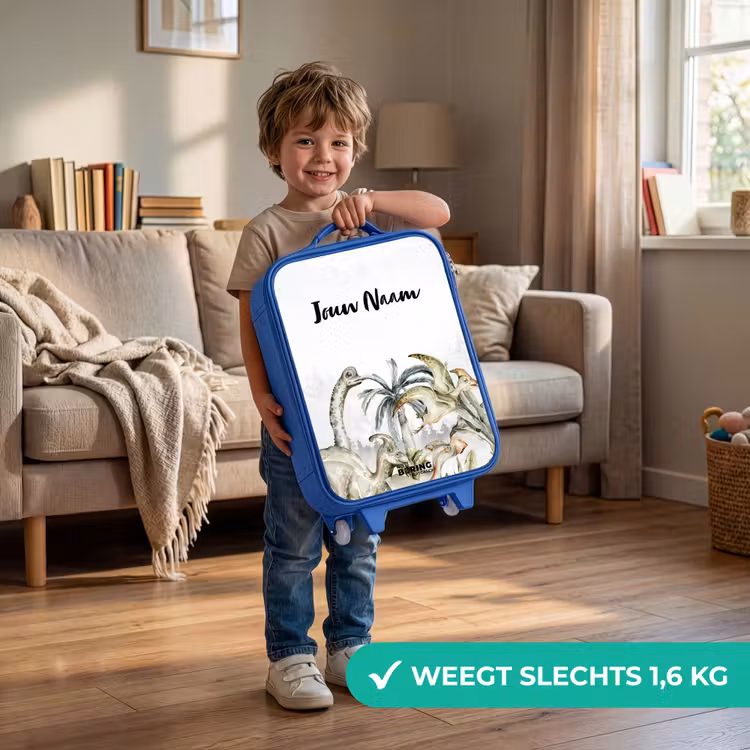 Kinderkoffer met naam - Blauw - Dino Jungle — 2