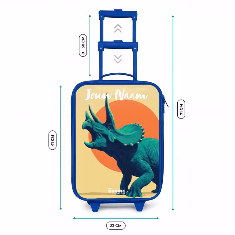 Kinderkoffer met naam - Blauw - Dino - Triceratops - Dier — 6