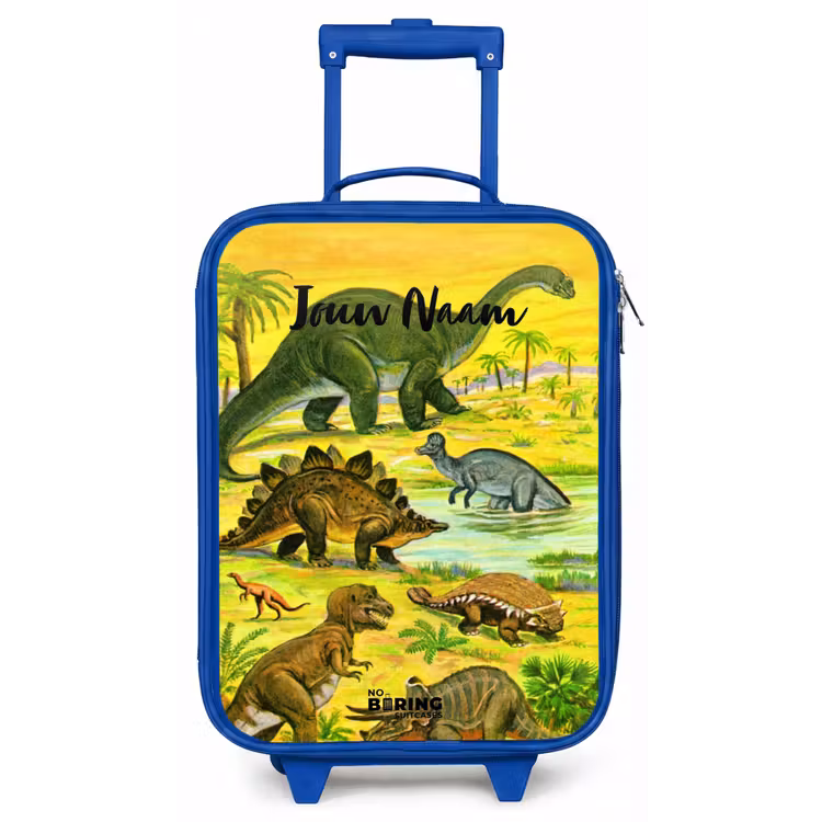 Kinderkoffer met naam - Blauw - Dinosaurus in Dinosaurusland — 1