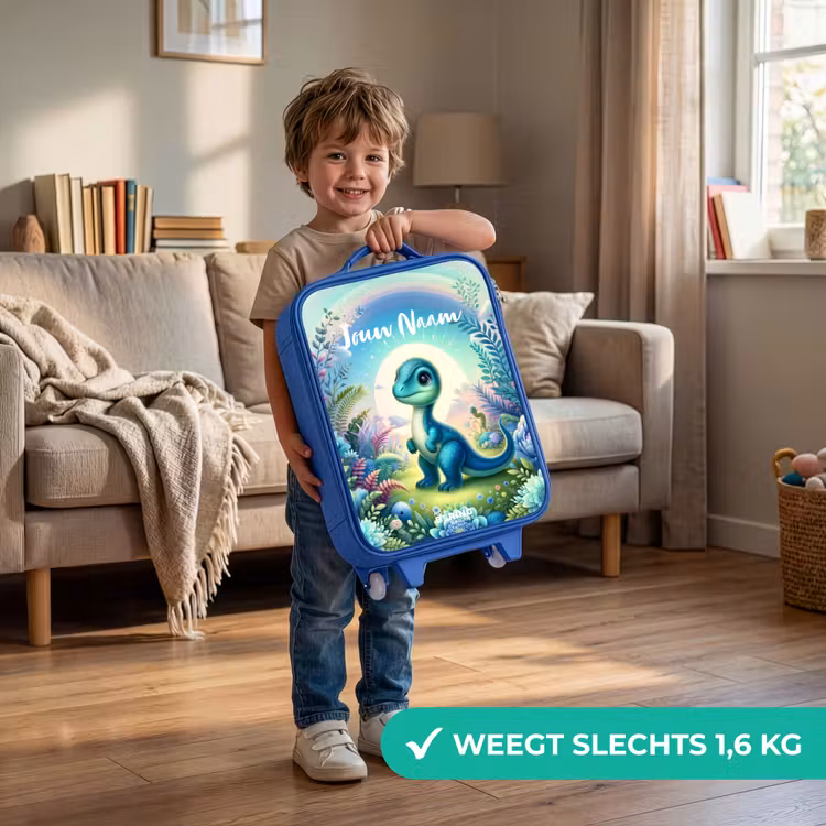 Kinderkoffer met naam - Blauw - Django Dino — 2