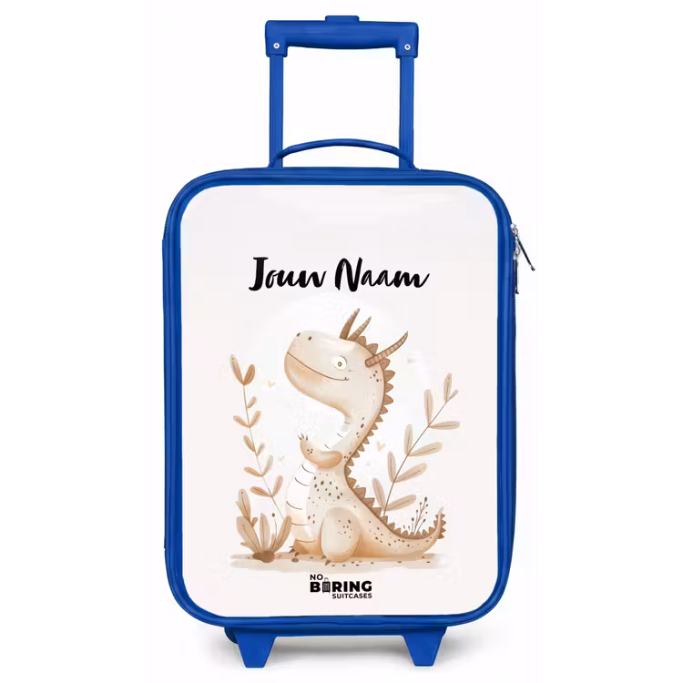 Kinderkoffer met naam - Blauw - Dobby draakje — 1