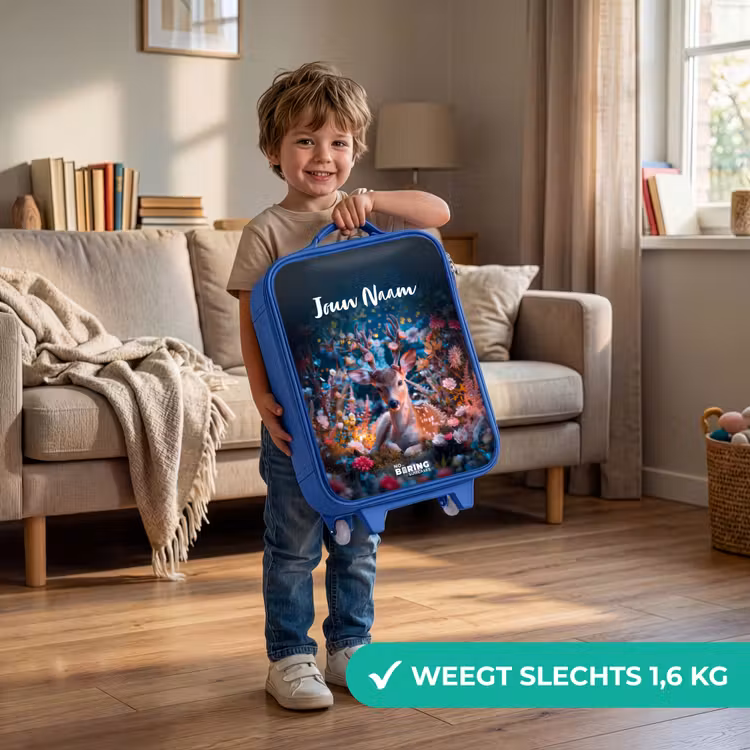 Kinderkoffer met naam - Blauw - Eduard edelhert — 2