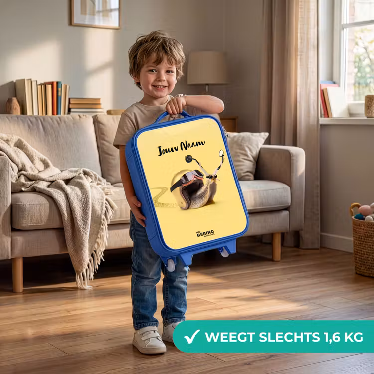 Kinderkoffer met naam - Blauw - Escar-Go - Geel — 2