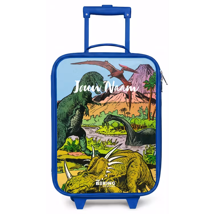 Kinderkoffer met naam - Blauw - Feest in Dinosaurusland — 1