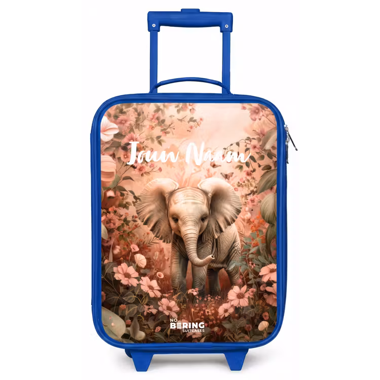 Kinderkoffer met naam - Blauw - Flora flapoor — 1