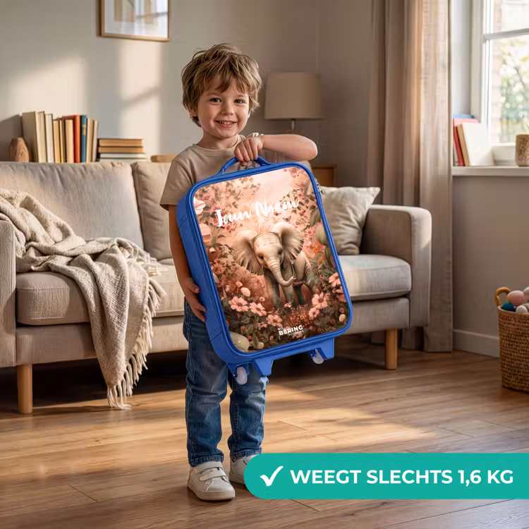Kinderkoffer met naam - Blauw - Flora flapoor — 2