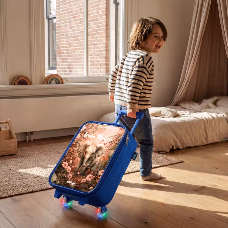 Kinderkoffer met naam - Blauw - Flora flapoor — 3