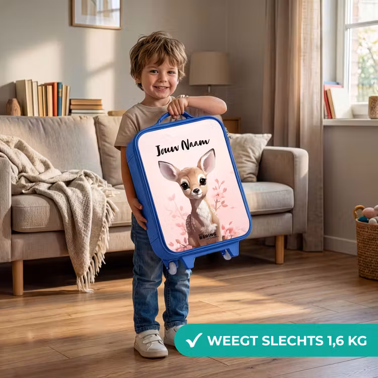 Kinderkoffer met naam - Blauw - Hedwig hertje — 2