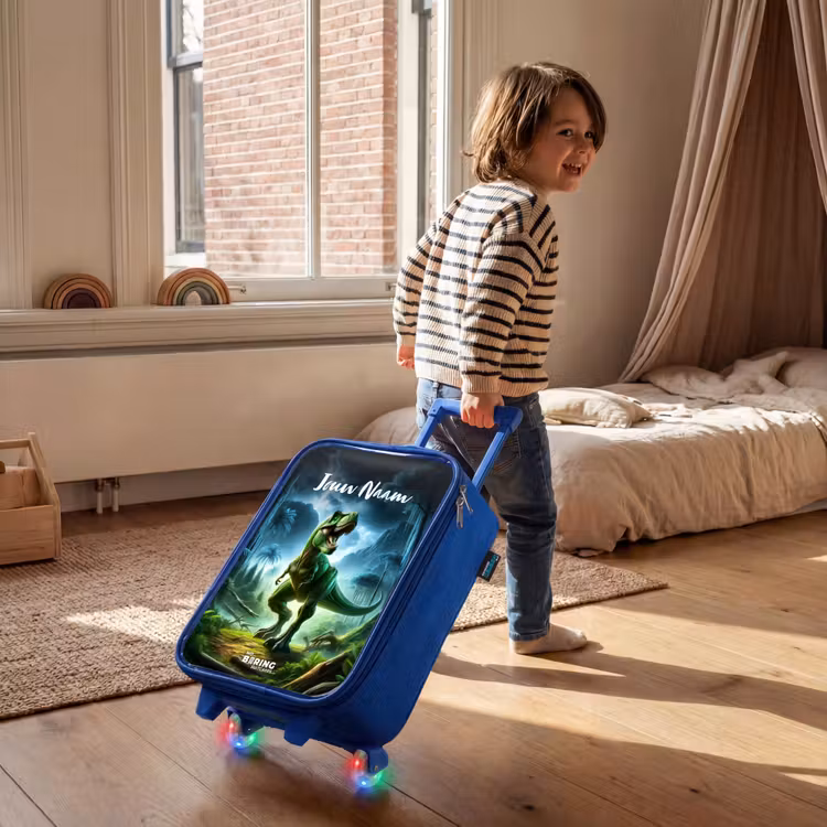 Kinderkoffer met naam - Blauw - Junglosaurus — 3