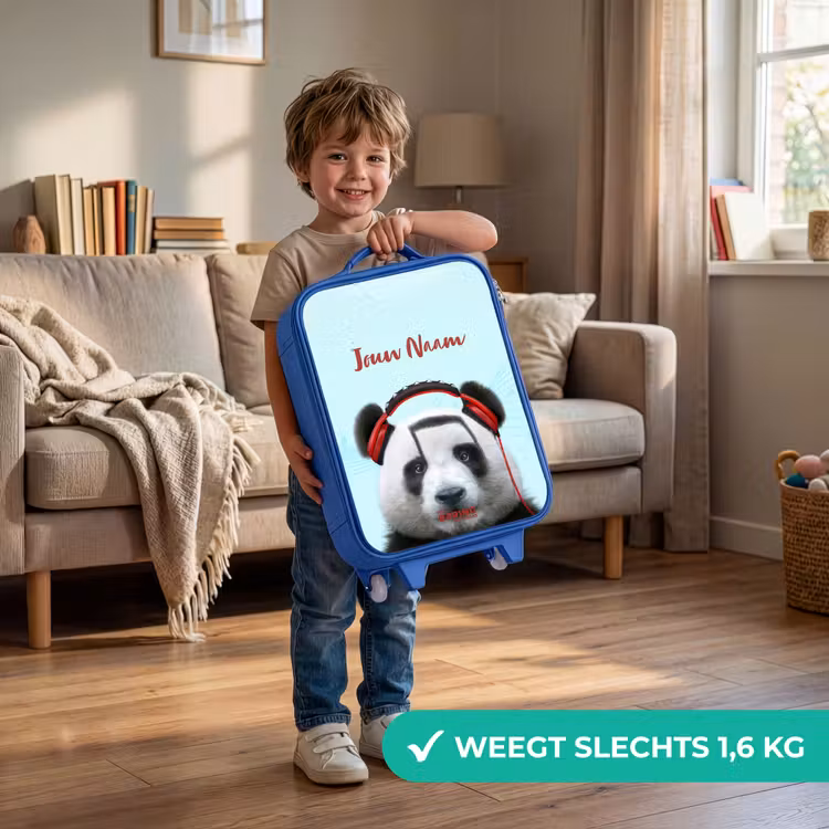 Kinderkoffer met naam - Blauw - Kees de Panda — 2