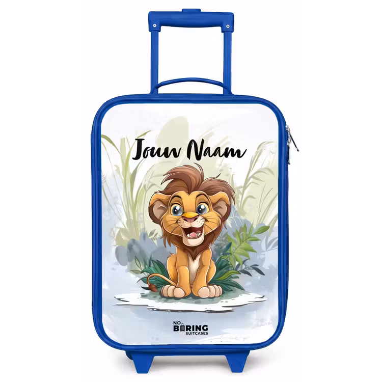 Kinderkoffer met naam - Blauw - Lenny leeuwtje — 1